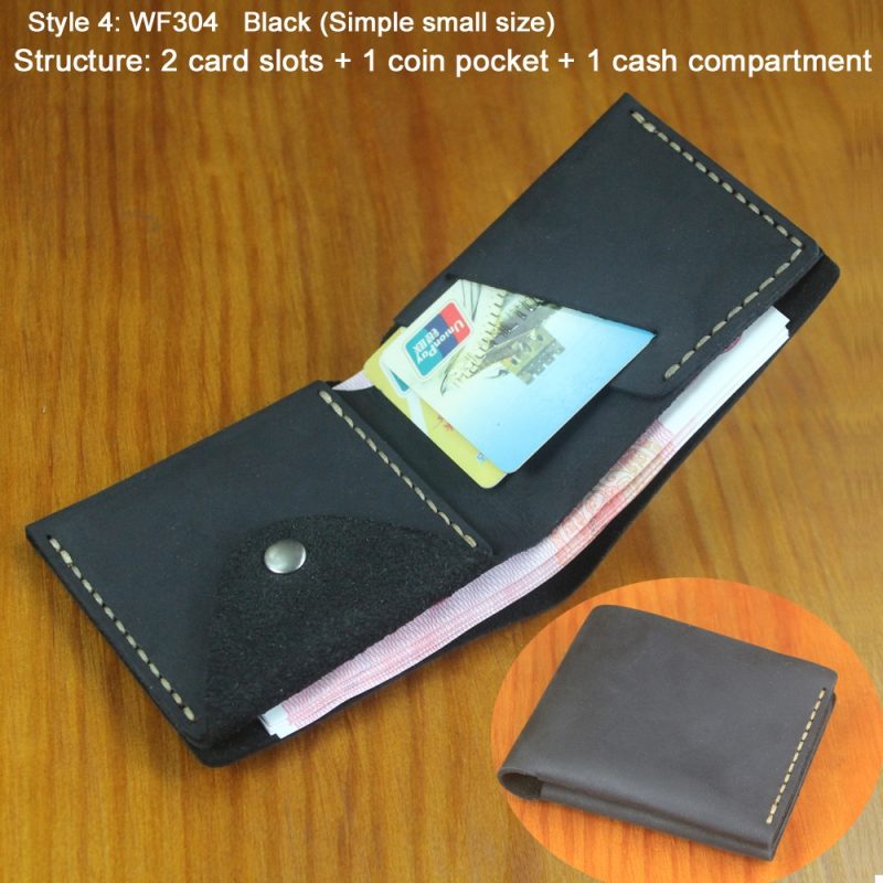 Luxury Handmade Genuine Leather Men Wallet Bifold Purse Male Wallets Short Money Clip Vintage Leather Money Bag with zip pocket - Image 7