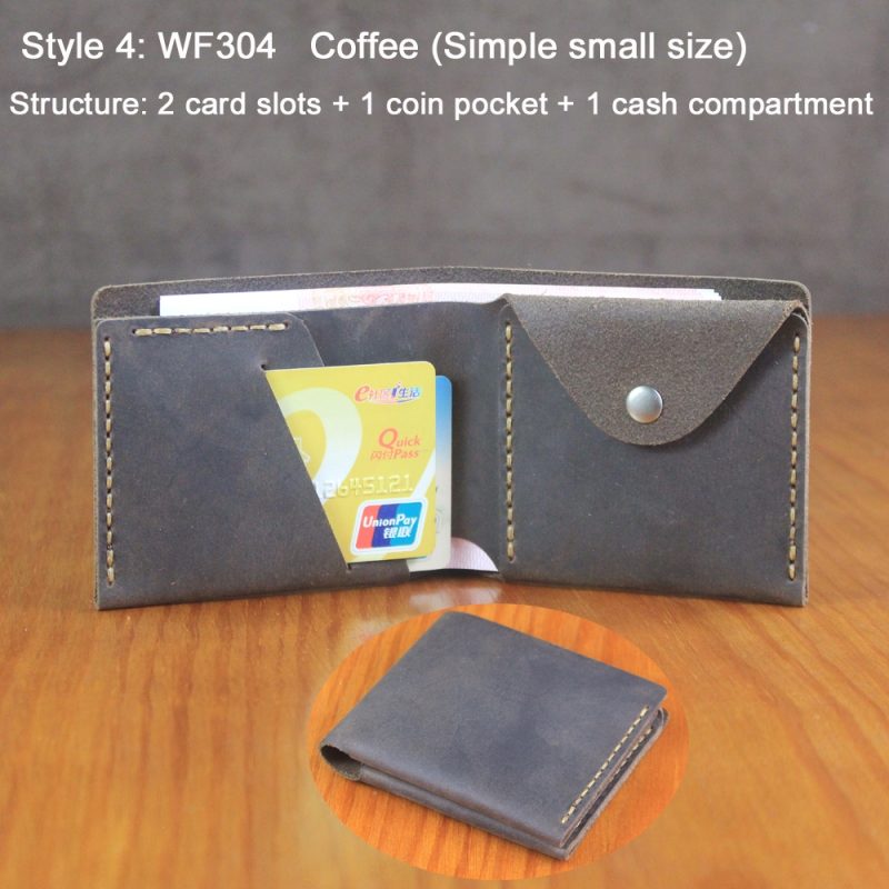 Luxury Handmade Genuine Leather Men Wallet Bifold Purse Male Wallets Short Money Clip Vintage Leather Money Bag with zip pocket - Image 8