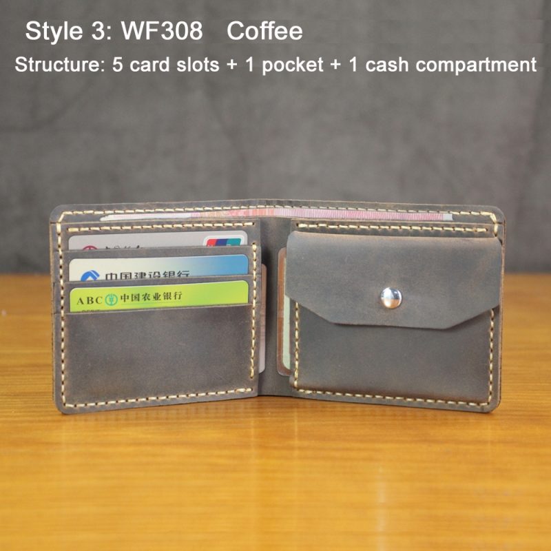 Luxury Handmade Genuine Leather Men Wallet Bifold Purse Male Wallets Short Money Clip Vintage Leather Money Bag with zip pocket - Image 16