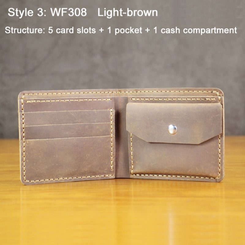 Luxury Handmade Genuine Leather Men Wallet Bifold Purse Male Wallets Short Money Clip Vintage Leather Money Bag with zip pocket - Image 17