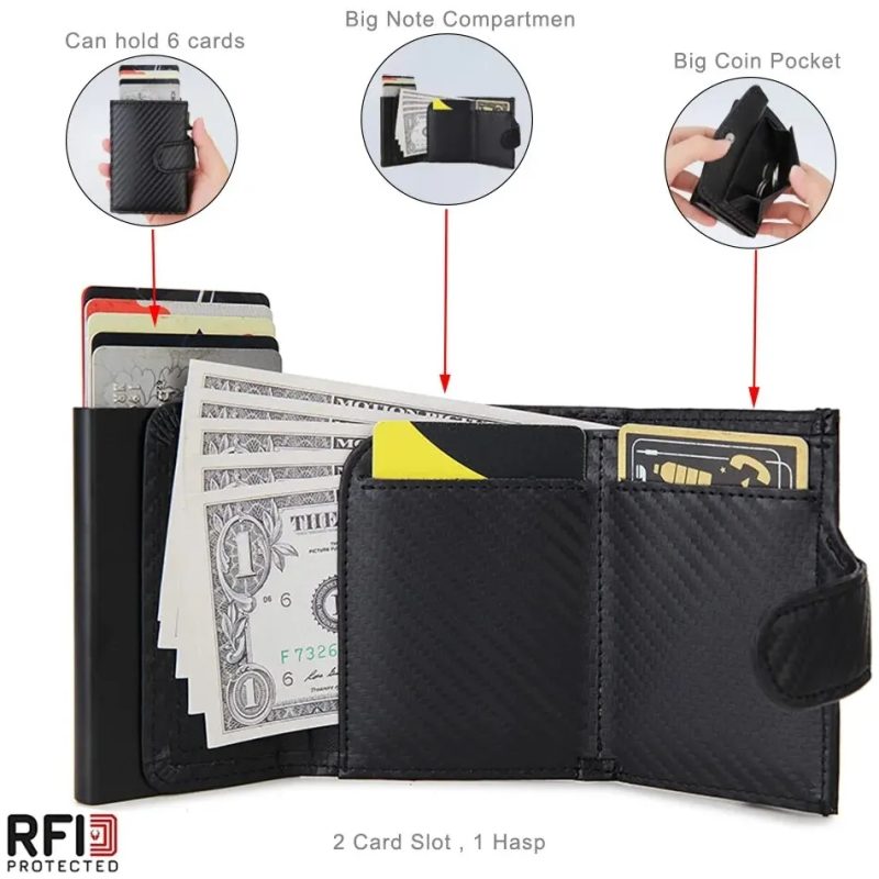 Rfid Microfiber Leather Men Wallets Fashion Card Holder Trifold Wallet Money Bags Smart Slim Thin Coin Pocket Wallet Purse - Image 5