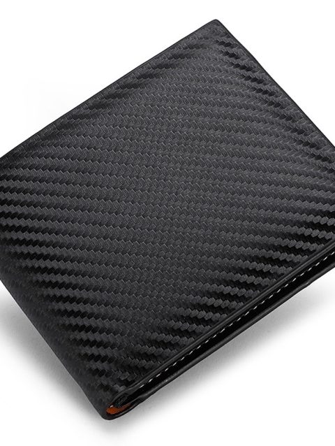 Men Carbon Fiber Short Wallet Men's Card Bag Integrated Zipper Change Bag Holder Horizontal Wallet Internal Zipper Design