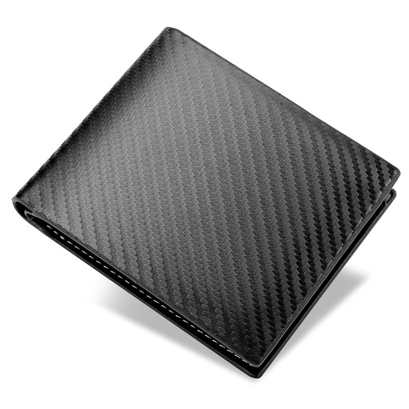 Men Carbon Fiber Short Wallet Men's Card Bag Integrated Zipper Change Bag Holder Horizontal Wallet Internal Zipper Design - Image 3