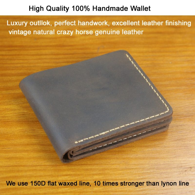 Luxury Handmade 100% Genuine Leather Men Wallet Purse Short Money Clip with Coin Pocket Male Money Bag Multi-Card Wallet Vintage - Image 3