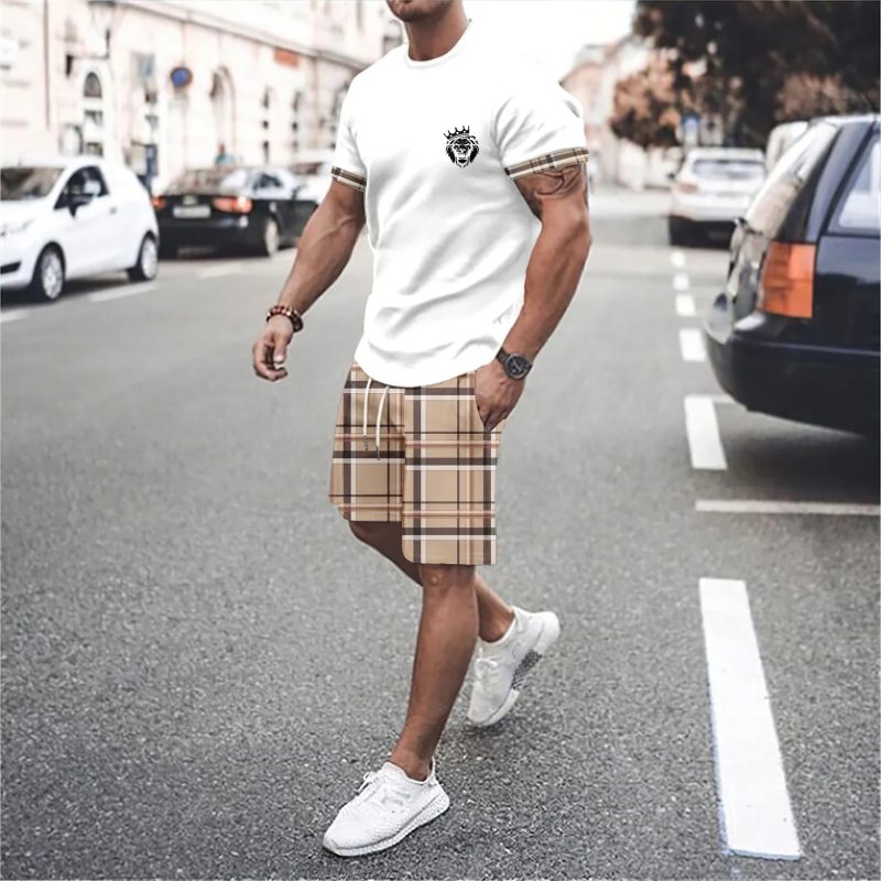 Summer Men's T-Shirts Sets Fashion Digital Printing Casual Sports breathable shorts set Oversized Clothing Men's Tees Beach Wear - Image 2