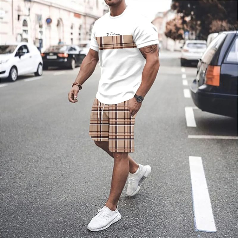 Summer Men's T-Shirts Sets Fashion Digital Printing Casual Sports breathable shorts set Oversized Clothing Men's Tees Beach Wear - Image 3