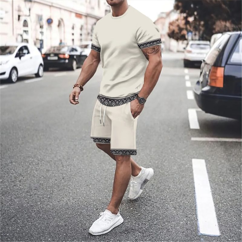 Summer Men's T-Shirts Sets Fashion Digital Printing Casual Sports breathable shorts set Oversized Clothing Men's Tees Beach Wear - Image 4