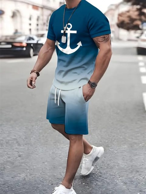 Men's T-shirt Pants Tracksuit 3D Print T Shirts Trousers Sets 2 Pieces Fashion Streetwear Male Oversized Suits Sportswea