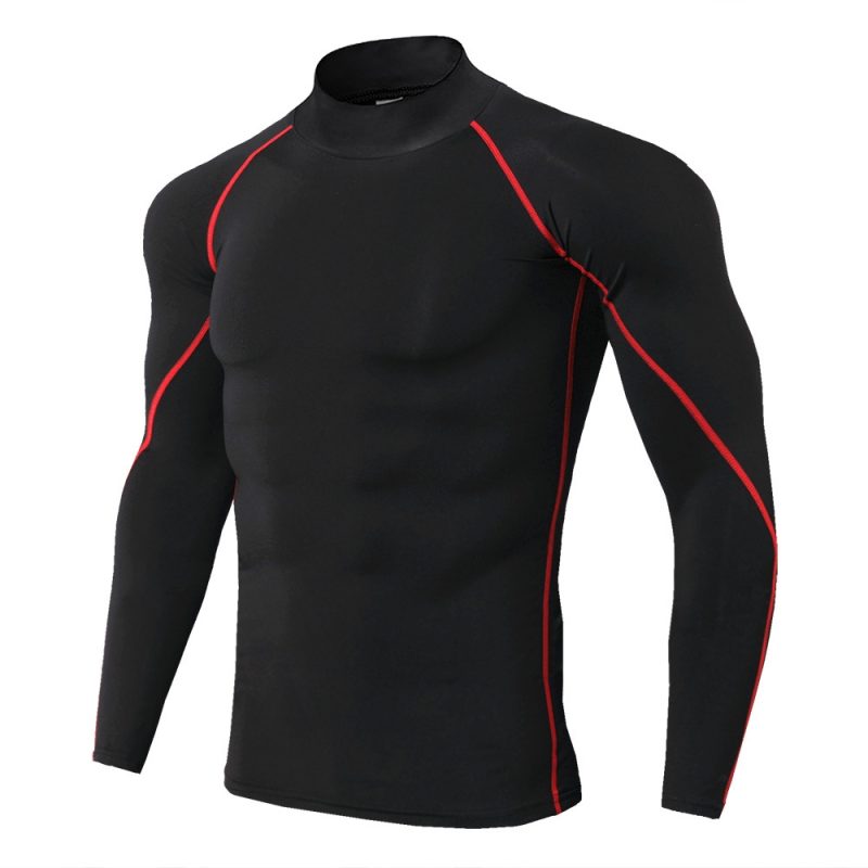 Men's Workout Compression Shirt Turtleneck Long Sleeve Rash Guard Gym Base Layer Athletic Undershirt Gear Sports Shirt - Image 3