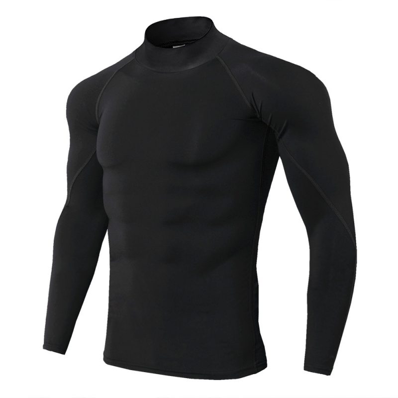 Men's Workout Compression Shirt Turtleneck Long Sleeve Rash Guard Gym Base Layer Athletic Undershirt Gear Sports Shirt - Image 4