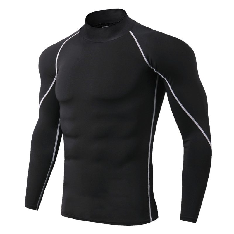 Men's Workout Compression Shirt Turtleneck Long Sleeve Rash Guard Gym Base Layer Athletic Undershirt Gear Sports Shirt - Image 5