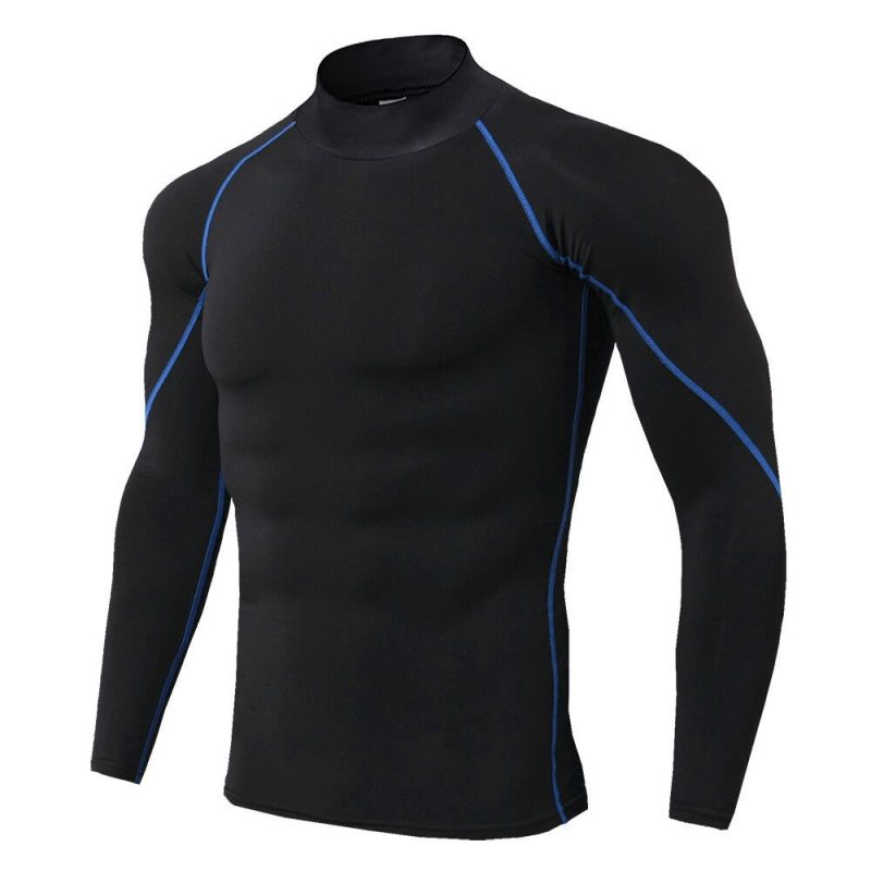 Men's Workout Compression Shirt Turtleneck Long Sleeve Rash Guard Gym Base Layer Athletic Undershirt Gear Sports Shirt - Image 7