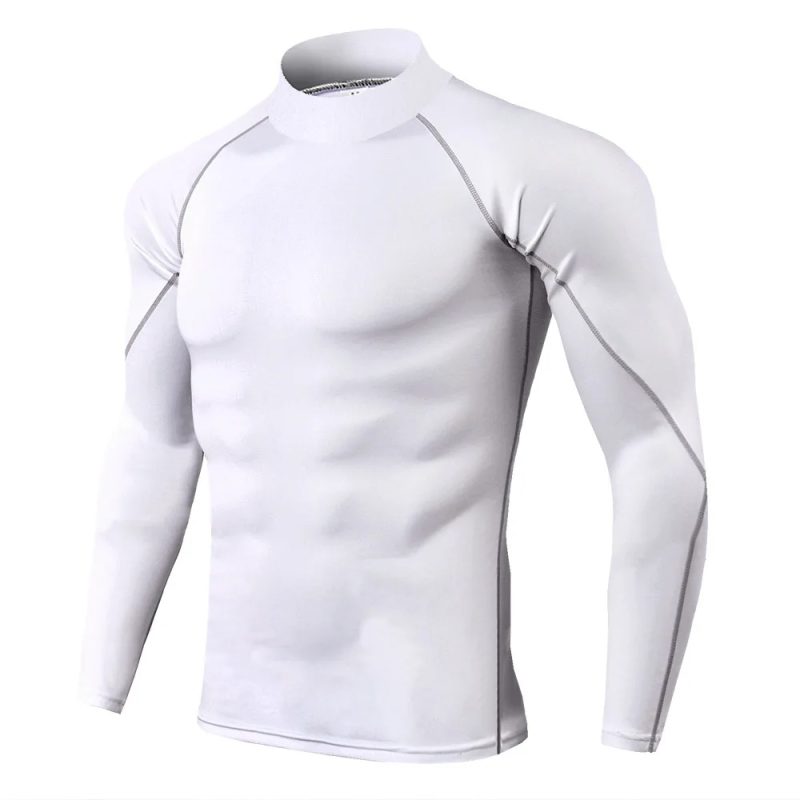 Men's Workout Compression Shirt Turtleneck Long Sleeve Rash Guard Gym Base Layer Athletic Undershirt Gear Sports Shirt - Image 9