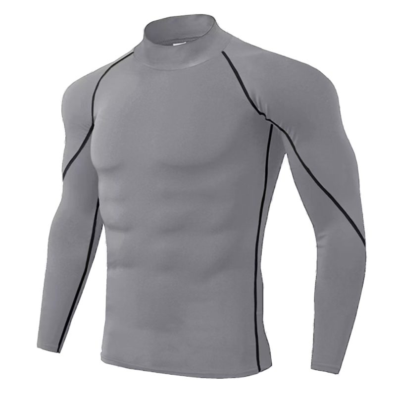 Men's Workout Compression Shirt Turtleneck Long Sleeve Rash Guard Gym Base Layer Athletic Undershirt Gear Sports Shirt - Image 10