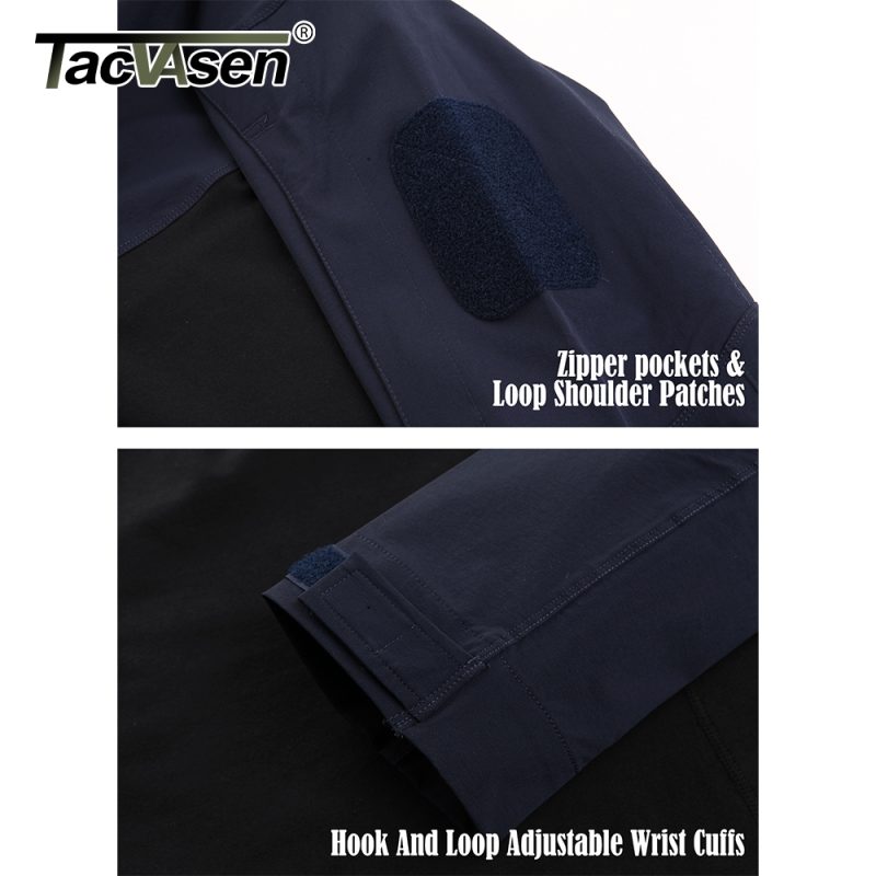 TACVASEN 1/4 Zipper Ripstops T-shirts With Zipper Pockets Mens Long Sleeve T-shirts Outdoor Hiking Tees Tops Pullover Workout - Image 5