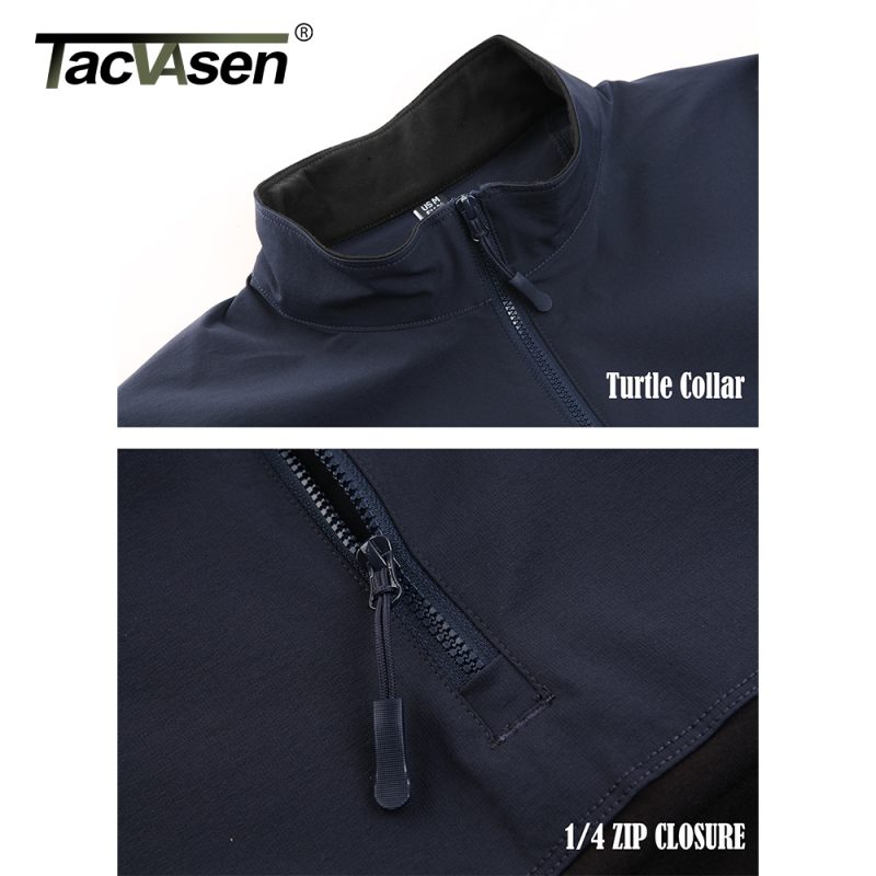 TACVASEN 1/4 Zipper Ripstops T-shirts With Zipper Pockets Mens Long Sleeve T-shirts Outdoor Hiking Tees Tops Pullover Workout - Image 6