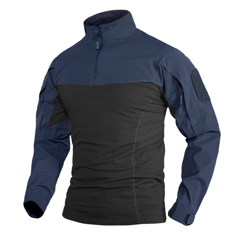 TACVASEN 1/4 Zipper Ripstops T-shirts With Zipper Pockets Mens Long Sleeve T-shirts Outdoor Hiking Tees Tops Pullover Workout - Image 7