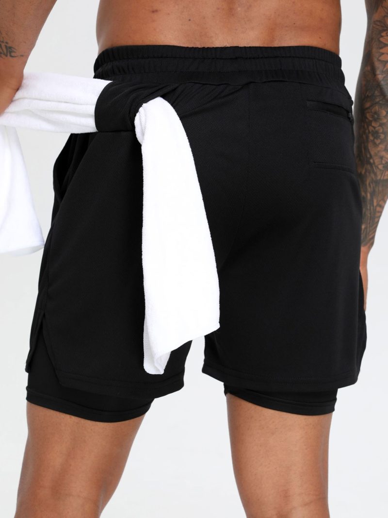 2-in-1 Men's Performance Running Shorts - Moisture-Wicking, Compression Support With Secure Zipper Pocket For Gym & Training - Image 2