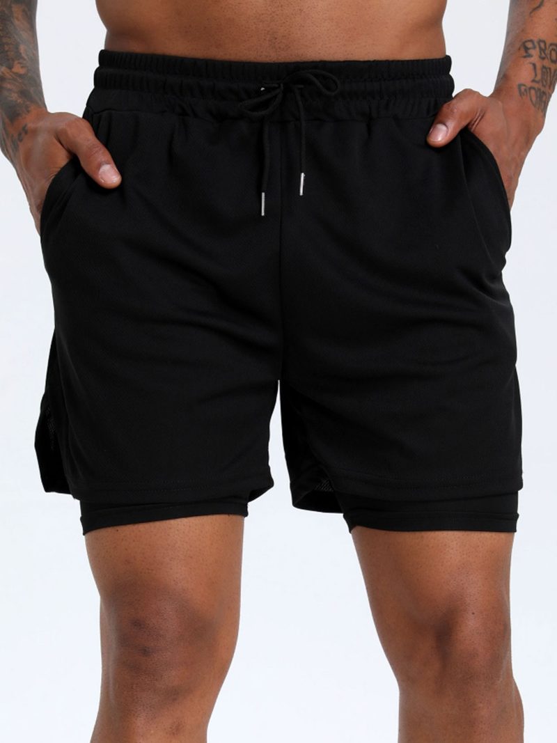 2-in-1 Men's Performance Running Shorts - Moisture-Wicking, Compression Support With Secure Zipper Pocket For Gym & Training - Image 3