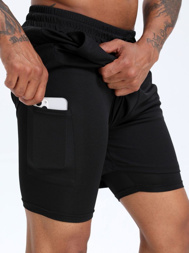 2-in-1 Men's Performance Running Shorts - Moisture-Wicking, Compression Support With Secure Zipper Pocket For Gym & Training - Image 4