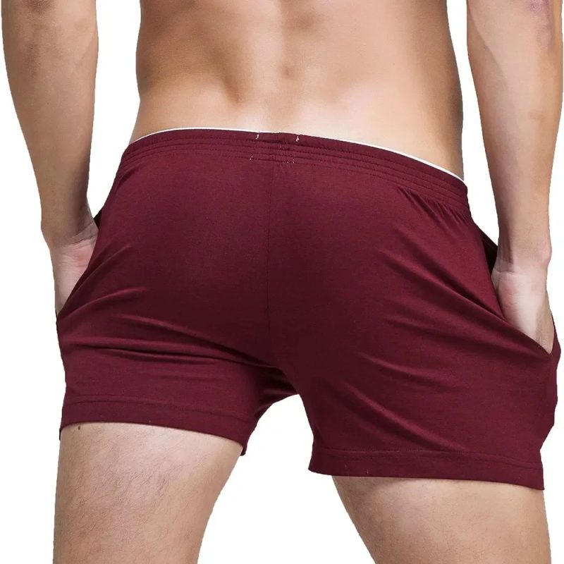 Men's Running Workout Active Shorts Cotton Gym Training Lounge Sleep Bottoms Elastic Waist Casual Pajama Pocket Jogger Home Wear - Image 4