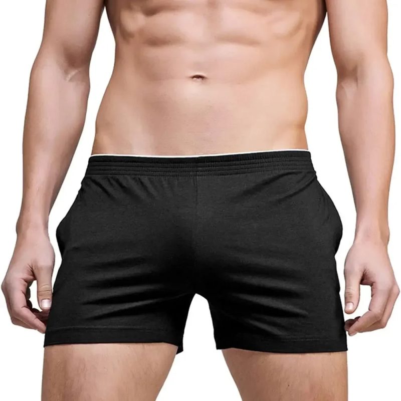 Men's Running Workout Active Shorts Cotton Gym Training Lounge Sleep Bottoms Elastic Waist Casual Pajama Pocket Jogger Home Wear - Image 8