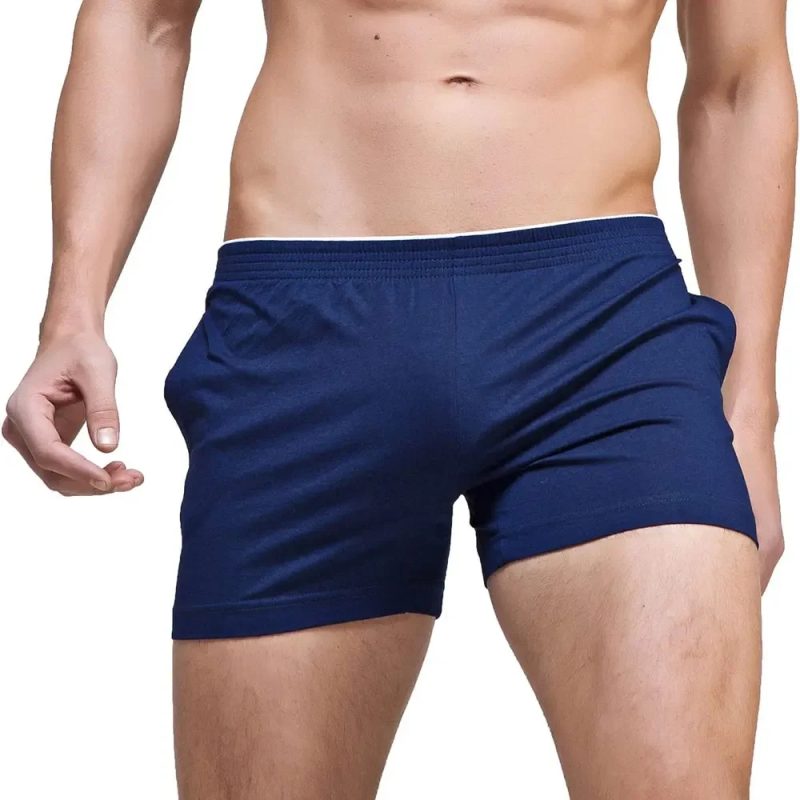 Men's Running Workout Active Shorts Cotton Gym Training Lounge Sleep Bottoms Elastic Waist Casual Pajama Pocket Jogger Home Wear - Image 9