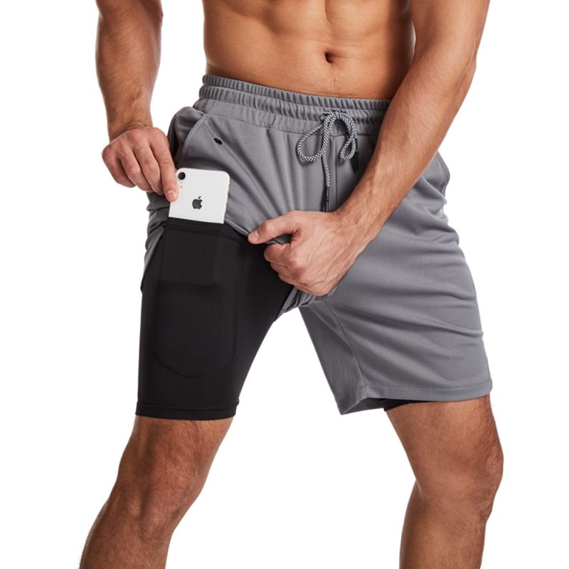 GITF Men's 2-in-1 Fitness Running 7-inch Shorts Quick Drying Training Fitness Shorts Training Slow Running Fitness Gym Shorts - Image 5