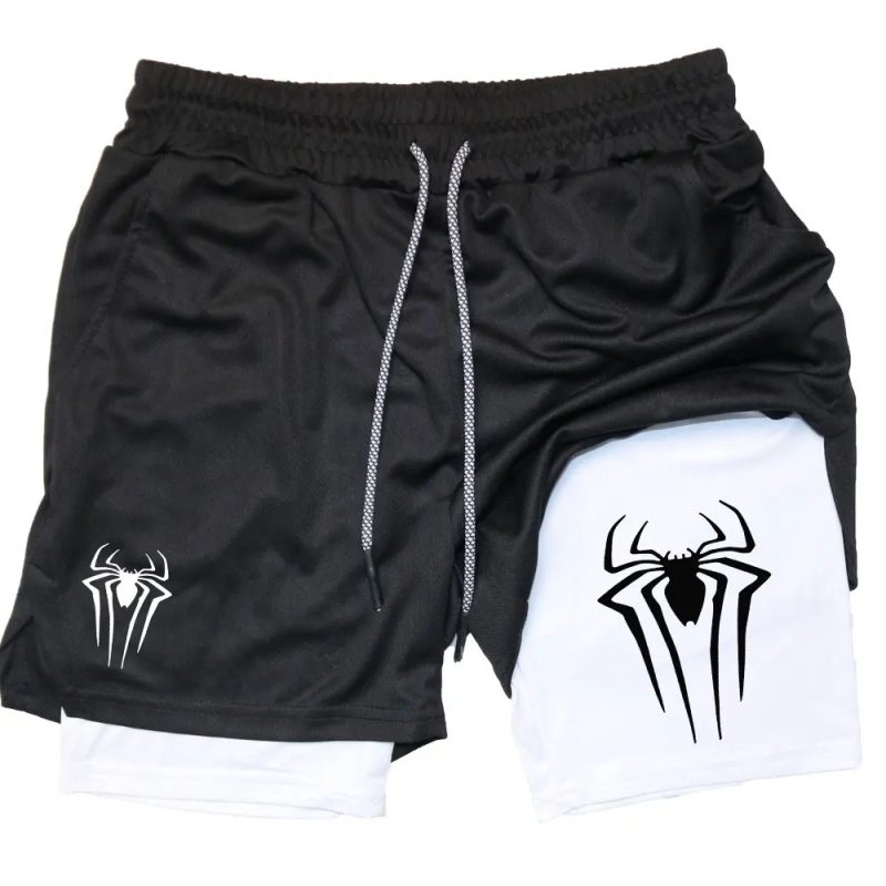 Y2K Performance Shorts Men Spider Printed GYM Casual Sports Compression Shorts Workout Running Mesh 2 In 1 Sport Short Pants - Image 9