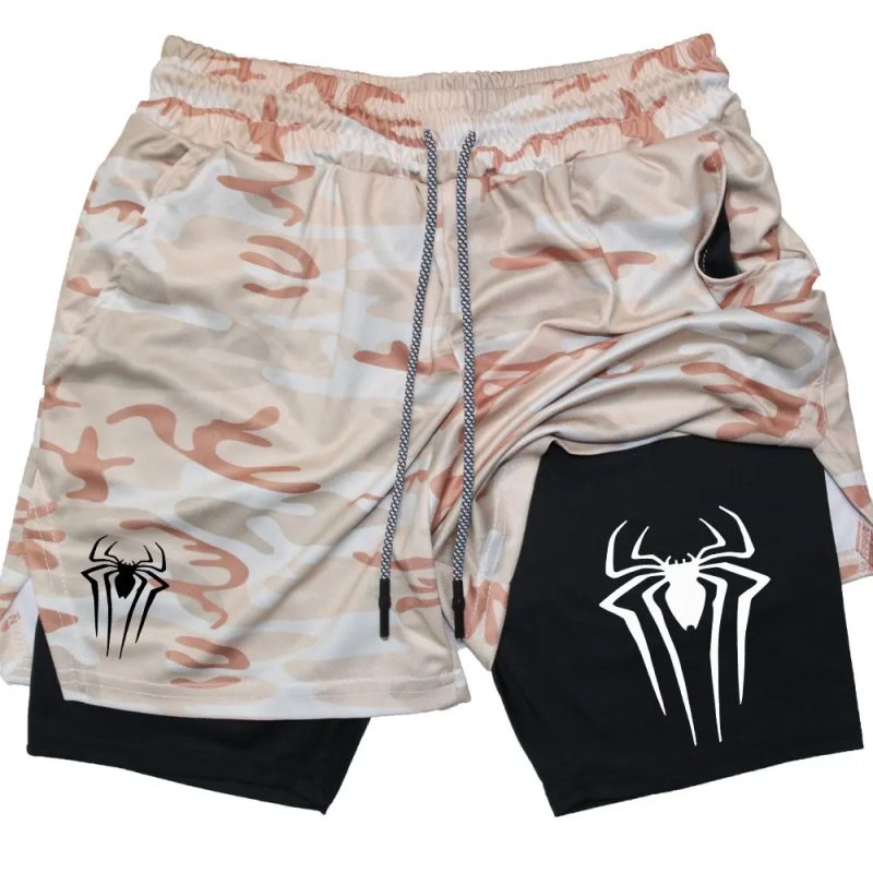 Y2K Performance Shorts Men Spider Printed GYM Casual Sports Compression Shorts Workout Running Mesh 2 In 1 Sport Short Pants - Image 10