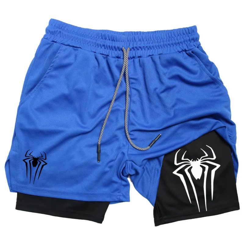 Y2K Performance Shorts Men Spider Printed GYM Casual Sports Compression Shorts Workout Running Mesh 2 In 1 Sport Short Pants - Image 11