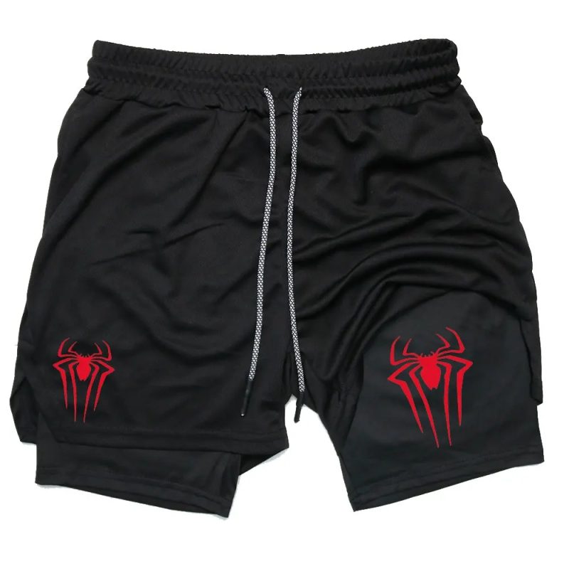 Y2K Performance Shorts Men Spider Printed GYM Casual Sports Compression Shorts Workout Running Mesh 2 In 1 Sport Short Pants - Image 13