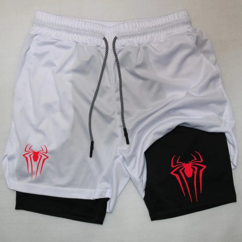 Y2K Performance Shorts Men Spider Printed GYM Casual Sports Compression Shorts Workout Running Mesh 2 In 1 Sport Short Pants - Image 14