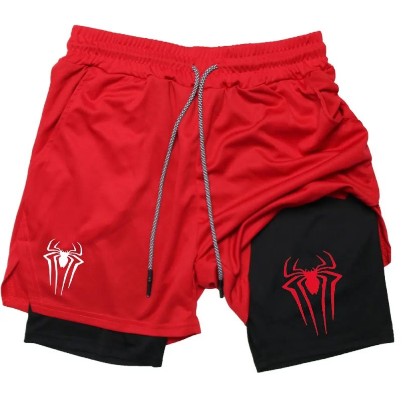 Y2K Performance Shorts Men Spider Printed GYM Casual Sports Compression Shorts Workout Running Mesh 2 In 1 Sport Short Pants - Image 15