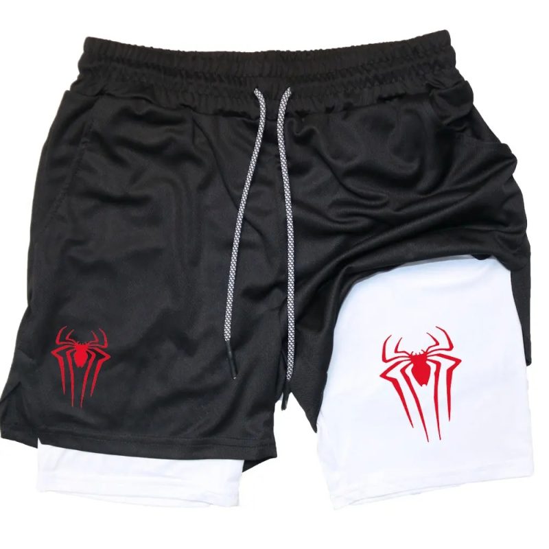 Y2K Performance Shorts Men Spider Printed GYM Casual Sports Compression Shorts Workout Running Mesh 2 In 1 Sport Short Pants - Image 16