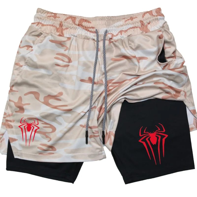 Y2K Performance Shorts Men Spider Printed GYM Casual Sports Compression Shorts Workout Running Mesh 2 In 1 Sport Short Pants - Image 17