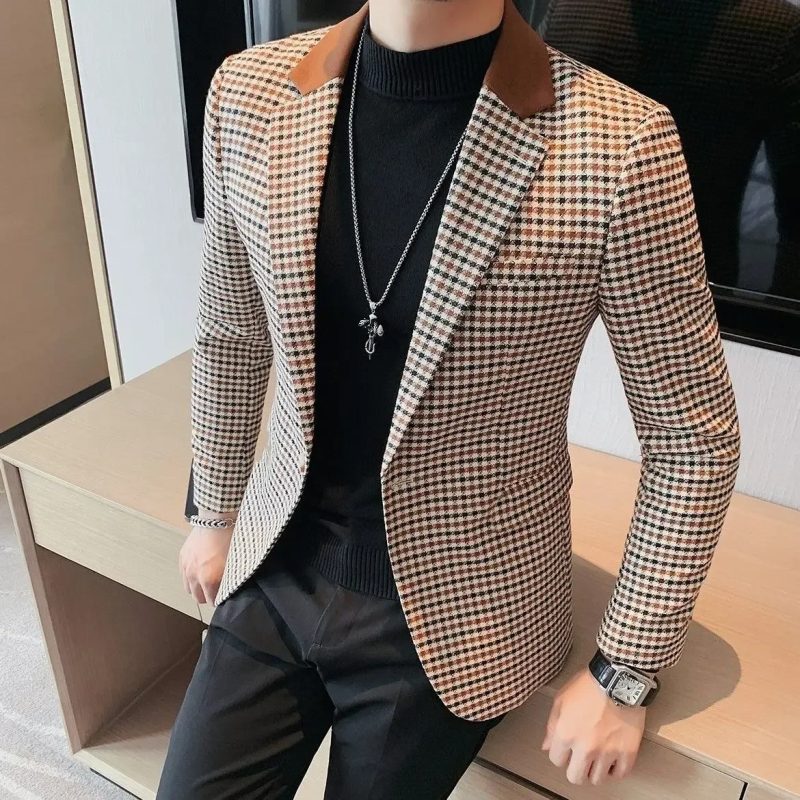 Fashion Men's Suit Jackets Single Breasted Male Blazer Thin Slim Fit Spring Clothes Casual Coat Korean Style Original Handsome