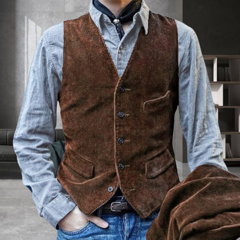 Men Coat Retro Solid Color Corduroy Lapel Long Sleeve Blazers Single Breasted Casual Suit Jacket Pockets Loose Business Outwear - Image 9