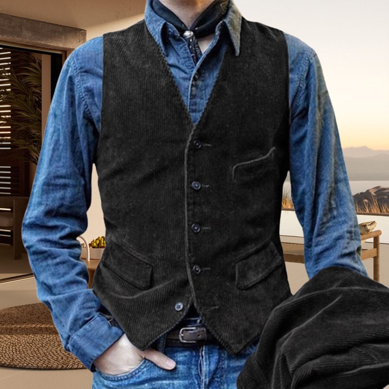Men Coat Retro Solid Color Corduroy Lapel Long Sleeve Blazers Single Breasted Casual Suit Jacket Pockets Loose Business Outwear - Image 10