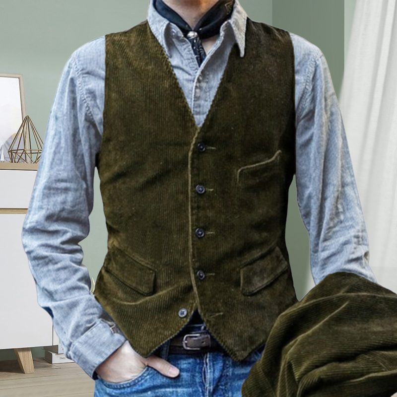 Men Coat Retro Solid Color Corduroy Lapel Long Sleeve Blazers Single Breasted Casual Suit Jacket Pockets Loose Business Outwear - Image 11