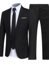 1 Set Men Jacket Pants Solid Color Turndown Collar Slim Fit Business Suit Set Groom Trousers for Wedding Office