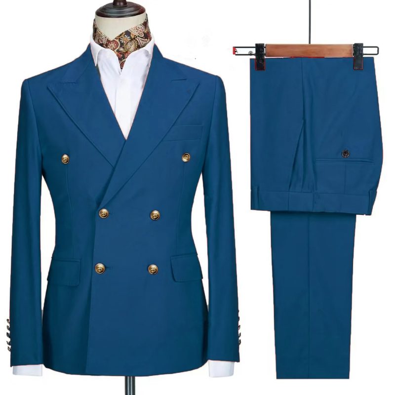 2023 Fashion New Men's Leisure Boutique Business Banquet Solid Color Wedding Double Breasted Slim Fit Suit Blazers Jacket Pants - Image 4