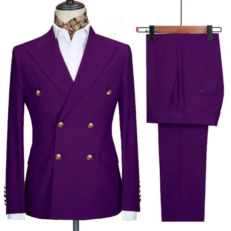 2023 Fashion New Men's Leisure Boutique Business Banquet Solid Color Wedding Double Breasted Slim Fit Suit Blazers Jacket Pants - Image 7