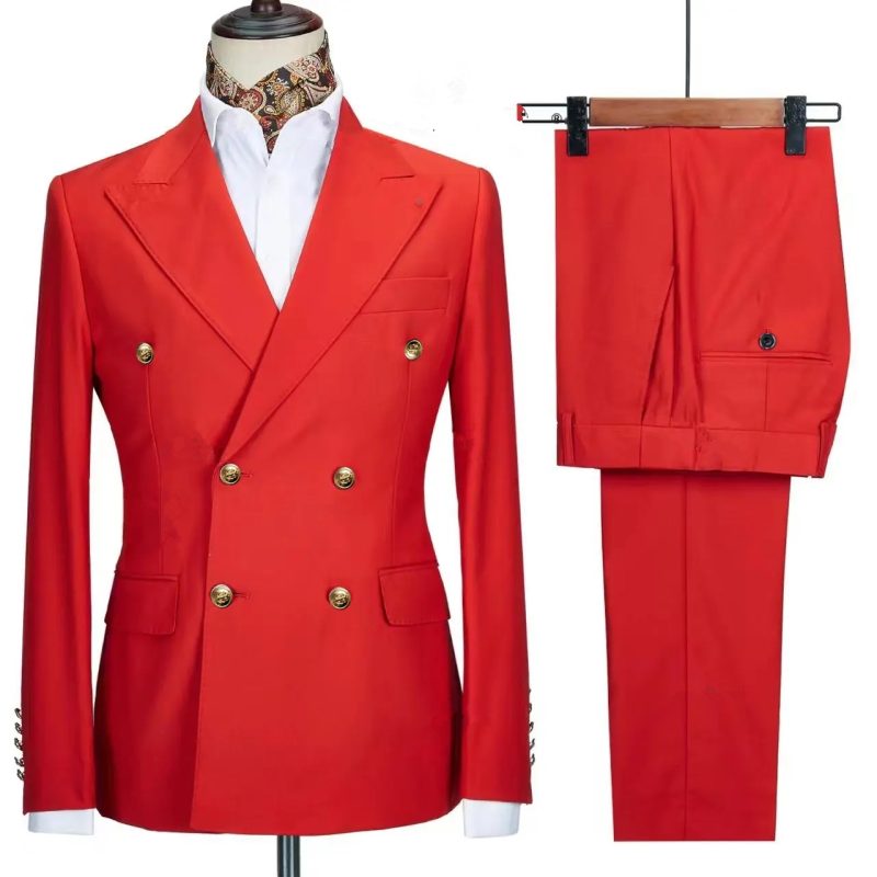 2023 Fashion New Men's Leisure Boutique Business Banquet Solid Color Wedding Double Breasted Slim Fit Suit Blazers Jacket Pants - Image 13