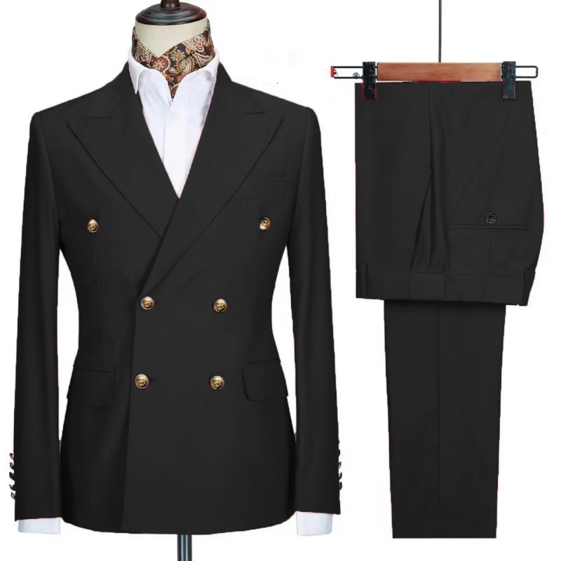 2023 Fashion New Men's Leisure Boutique Business Banquet Solid Color Wedding Double Breasted Slim Fit Suit Blazers Jacket Pants - Image 14