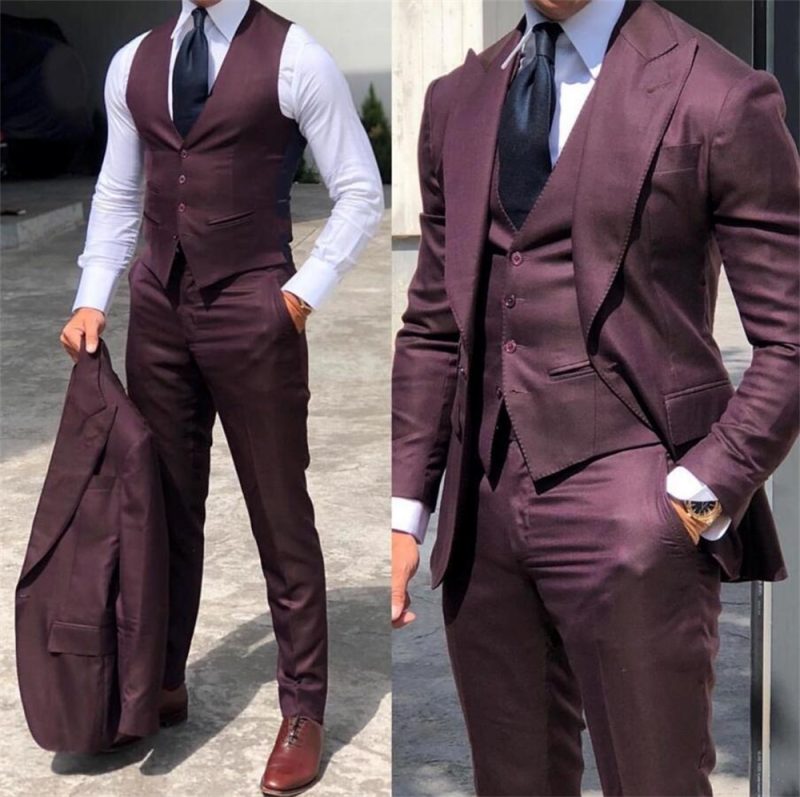 Elegant Wedding Tuxedos Suits 3 Pieces Slim Fit Bridegroom For Men Groomsmen Suit Male Cheap Formal Business (Jacket+Vest+Pants) - Image 2