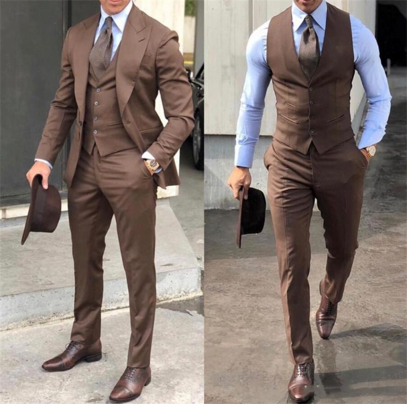 Elegant Wedding Tuxedos Suits 3 Pieces Slim Fit Bridegroom For Men Groomsmen Suit Male Cheap Formal Business (Jacket+Vest+Pants) - Image 3