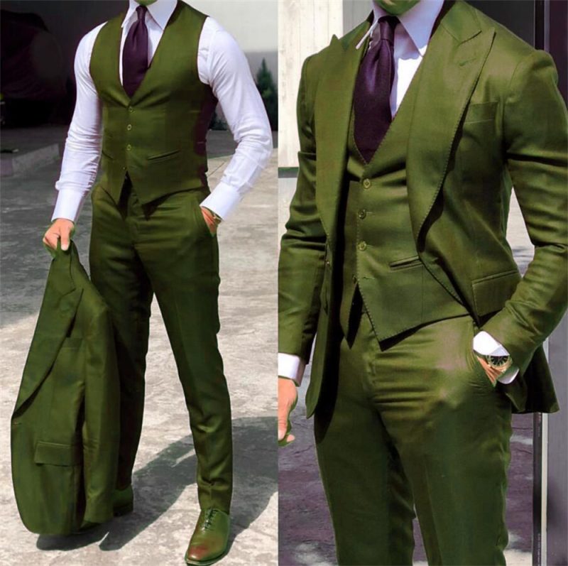 Elegant Wedding Tuxedos Suits 3 Pieces Slim Fit Bridegroom For Men Groomsmen Suit Male Cheap Formal Business (Jacket+Vest+Pants) - Image 4