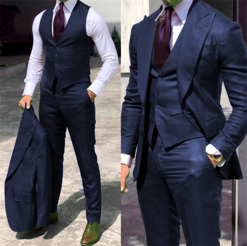 Elegant Wedding Tuxedos Suits 3 Pieces Slim Fit Bridegroom For Men Groomsmen Suit Male Cheap Formal Business (Jacket+Vest+Pants) - Image 9