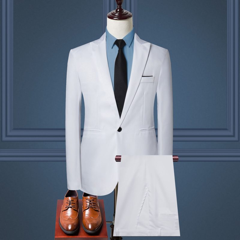 2Pcs/Set Men Blazer Pants Set Solid Color Lapel Long Sleeve Single-breasted Men Suit Coat Pants Suit Mid-rise Male Business Suit - Image 7